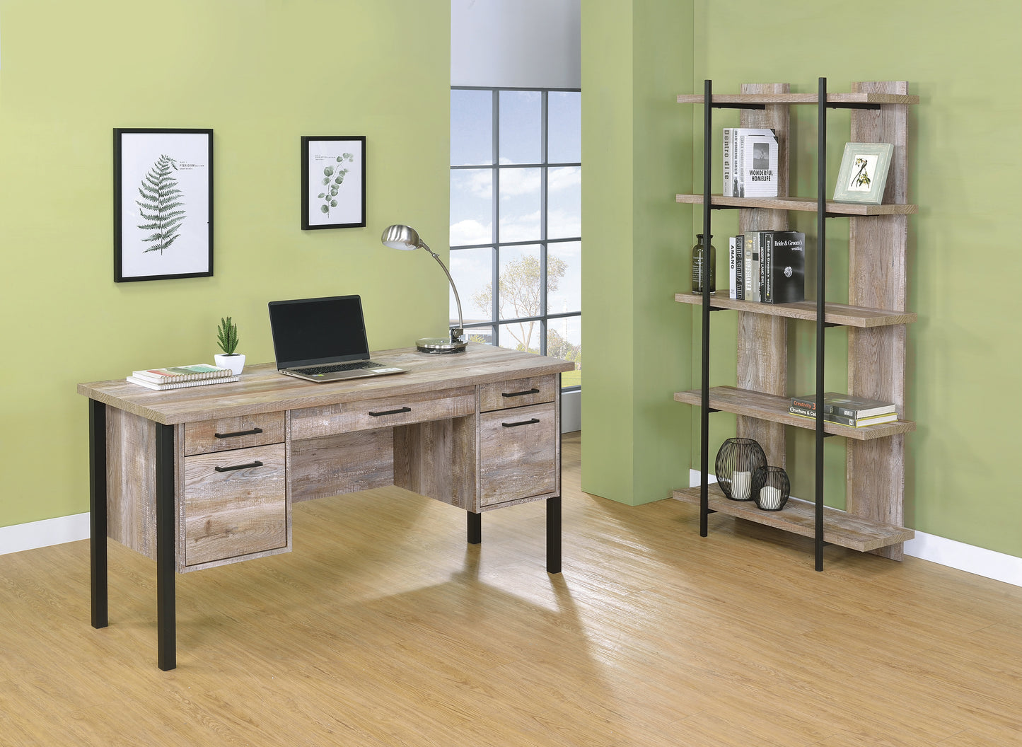 Samson 60-inch 4-drawer Office Computer Desk Weathered Oak