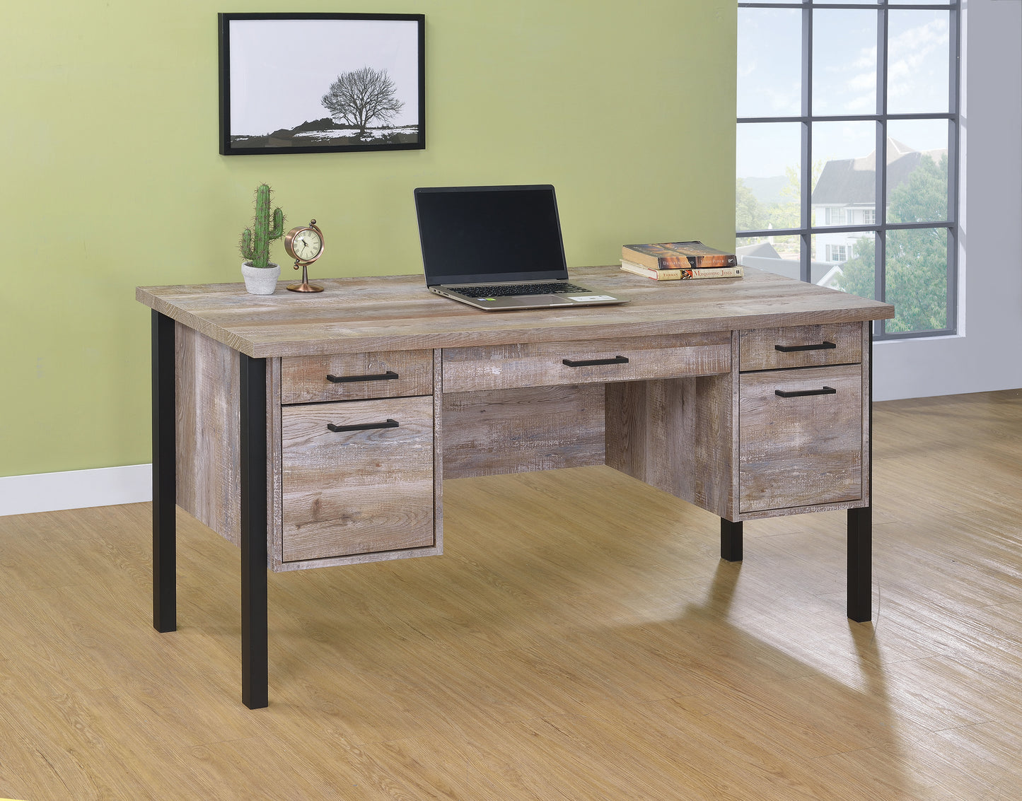 Samson 60-inch 4-drawer Office Computer Desk Weathered Oak