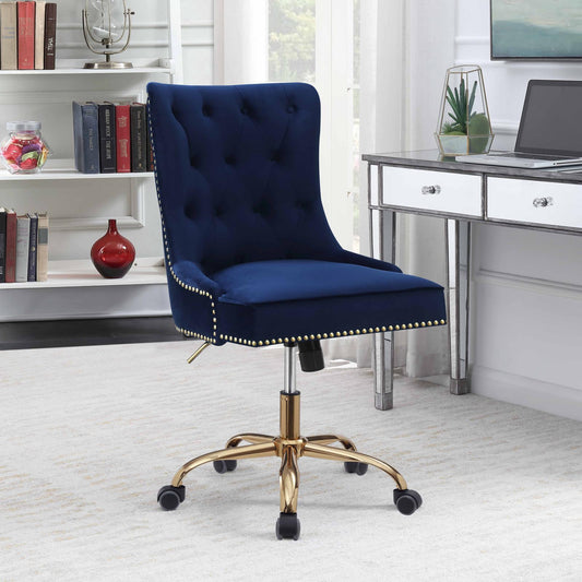 Modern Blue Velvet Office Chair - ATL FURNITURE