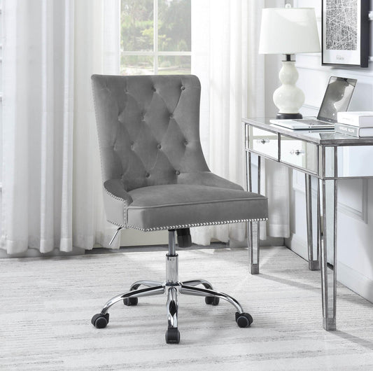 Modern Grey Velvet Office Chair - ATL FURNITURE