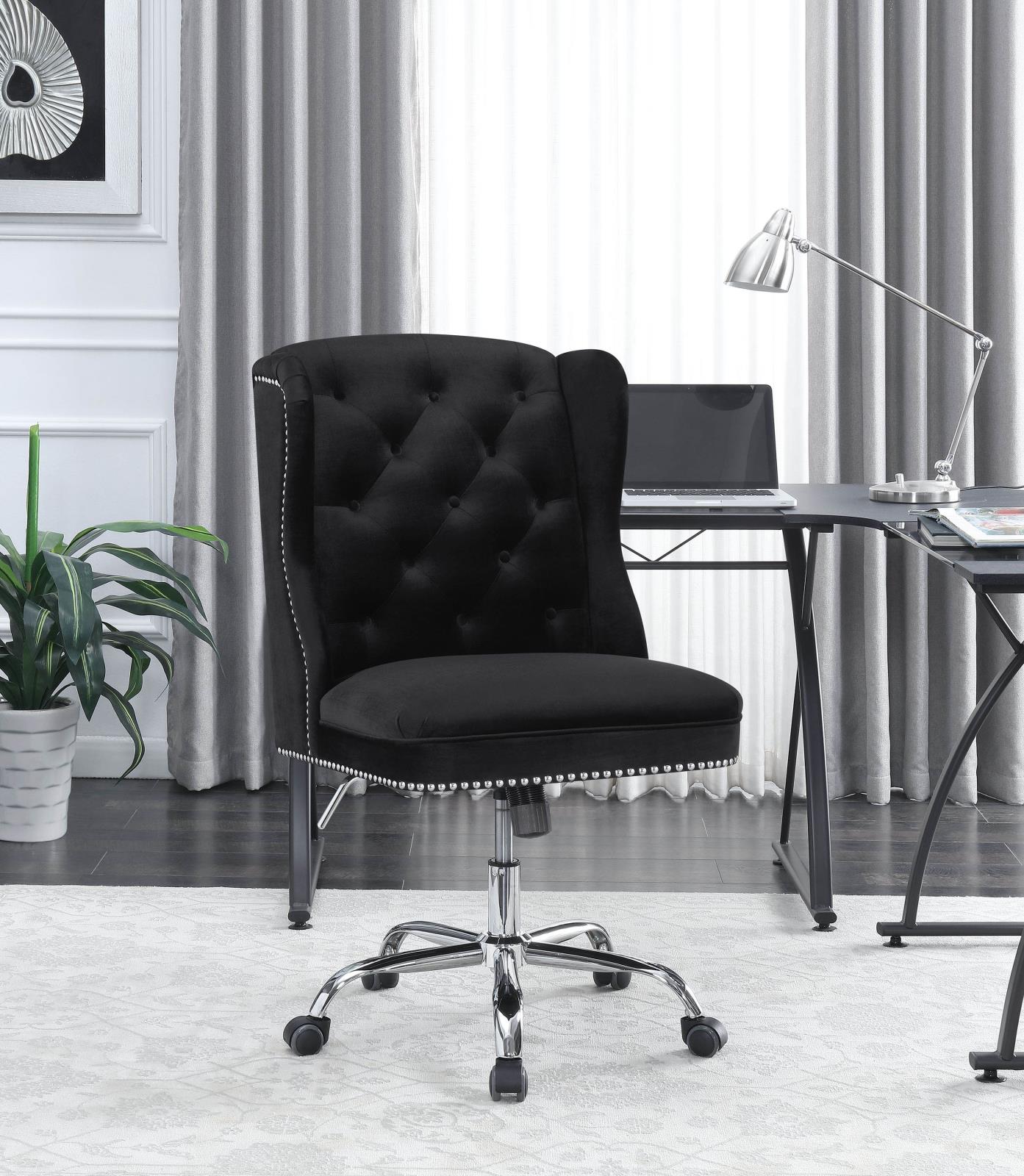 Modern Black Velvet Office Chair - ATL FURNITURE