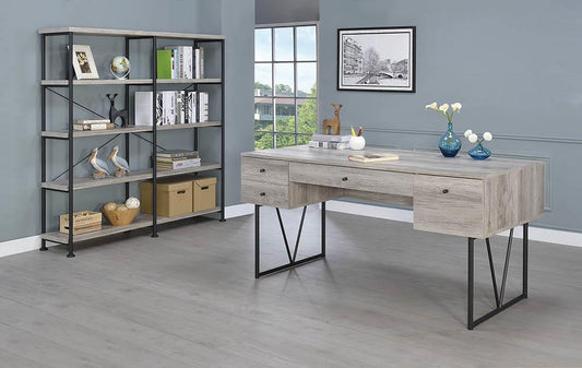 Industrial Grey Driftwood Writing Desk - ATL FURNITURE