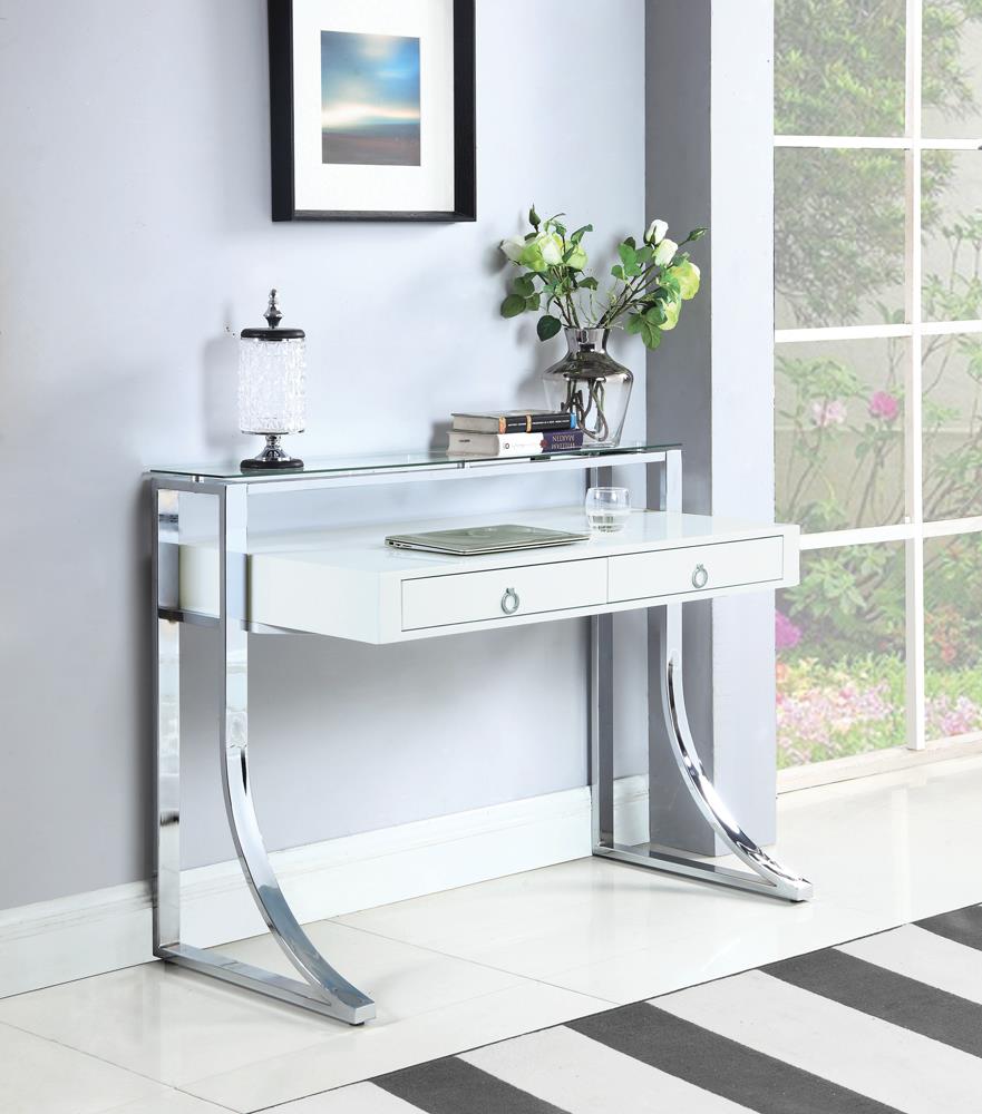 G802141 Contemporary Glossy White Writing Desk - ATL FURNITURE