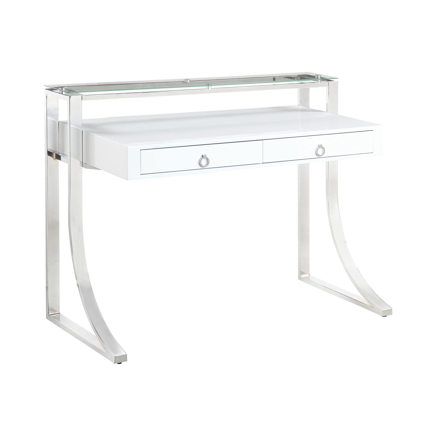 Gemma 48-inch 2-drawer Writing Desk White High Gloss