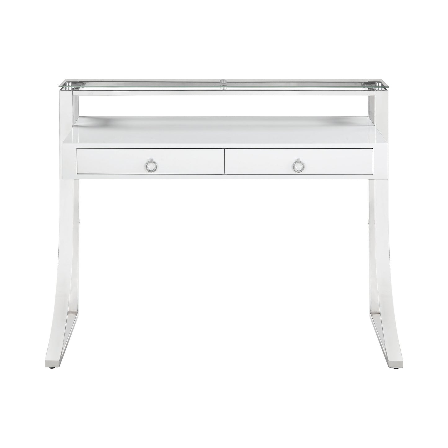 Gemma 48-inch 2-drawer Writing Desk White High Gloss