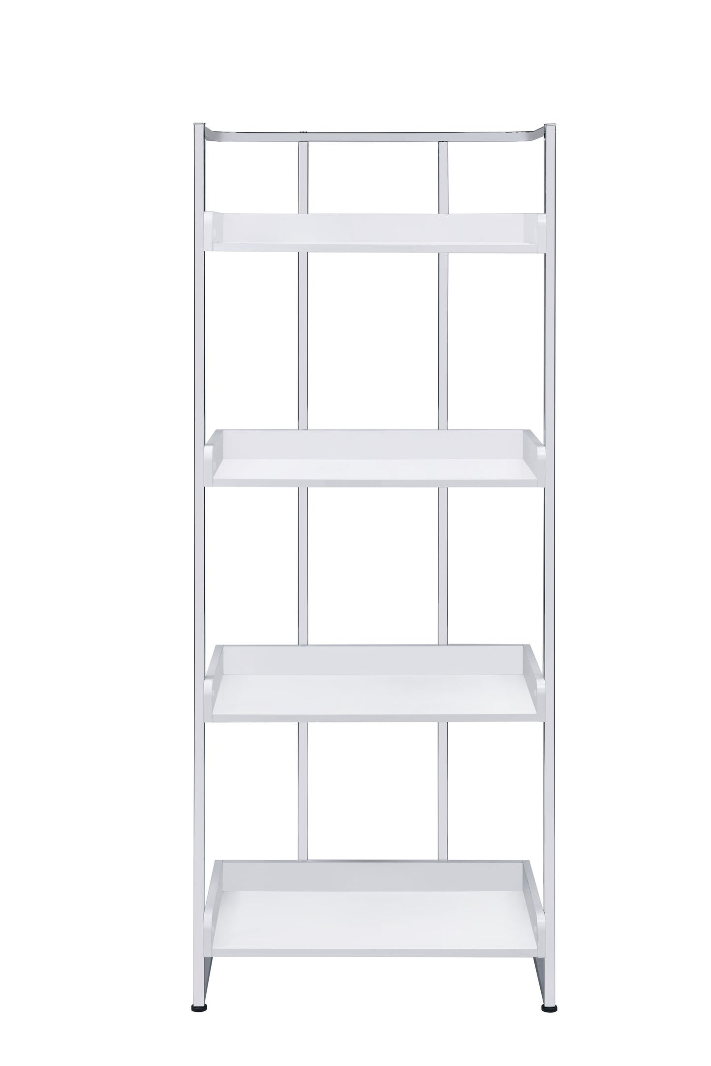 Ember 4-shelf Bookcase White High Gloss and Chrome