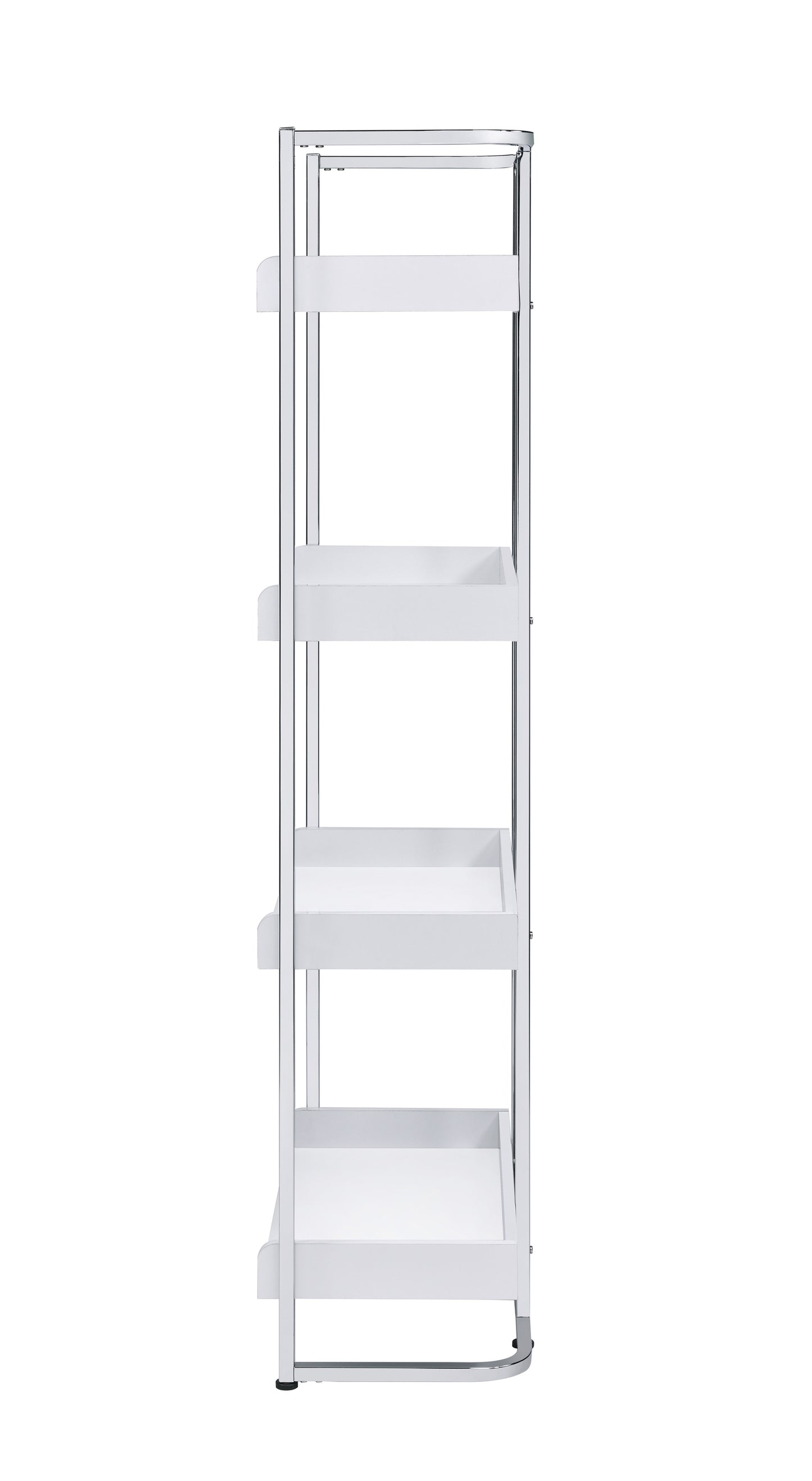 Ember 4-shelf Bookcase White High Gloss and Chrome