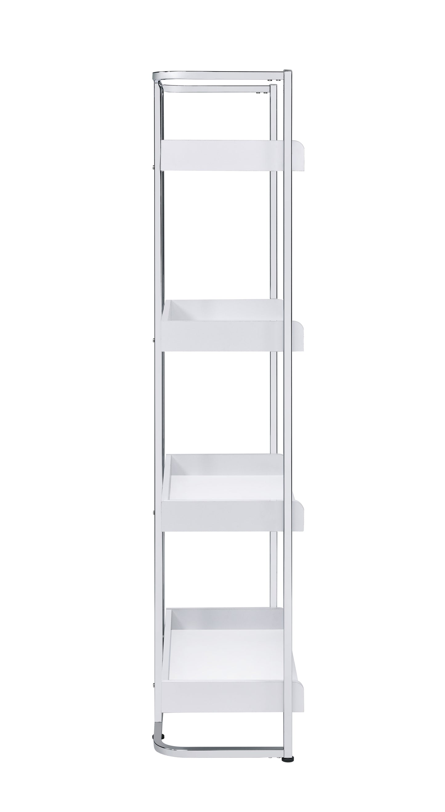 Ember 4-shelf Bookcase White High Gloss and Chrome