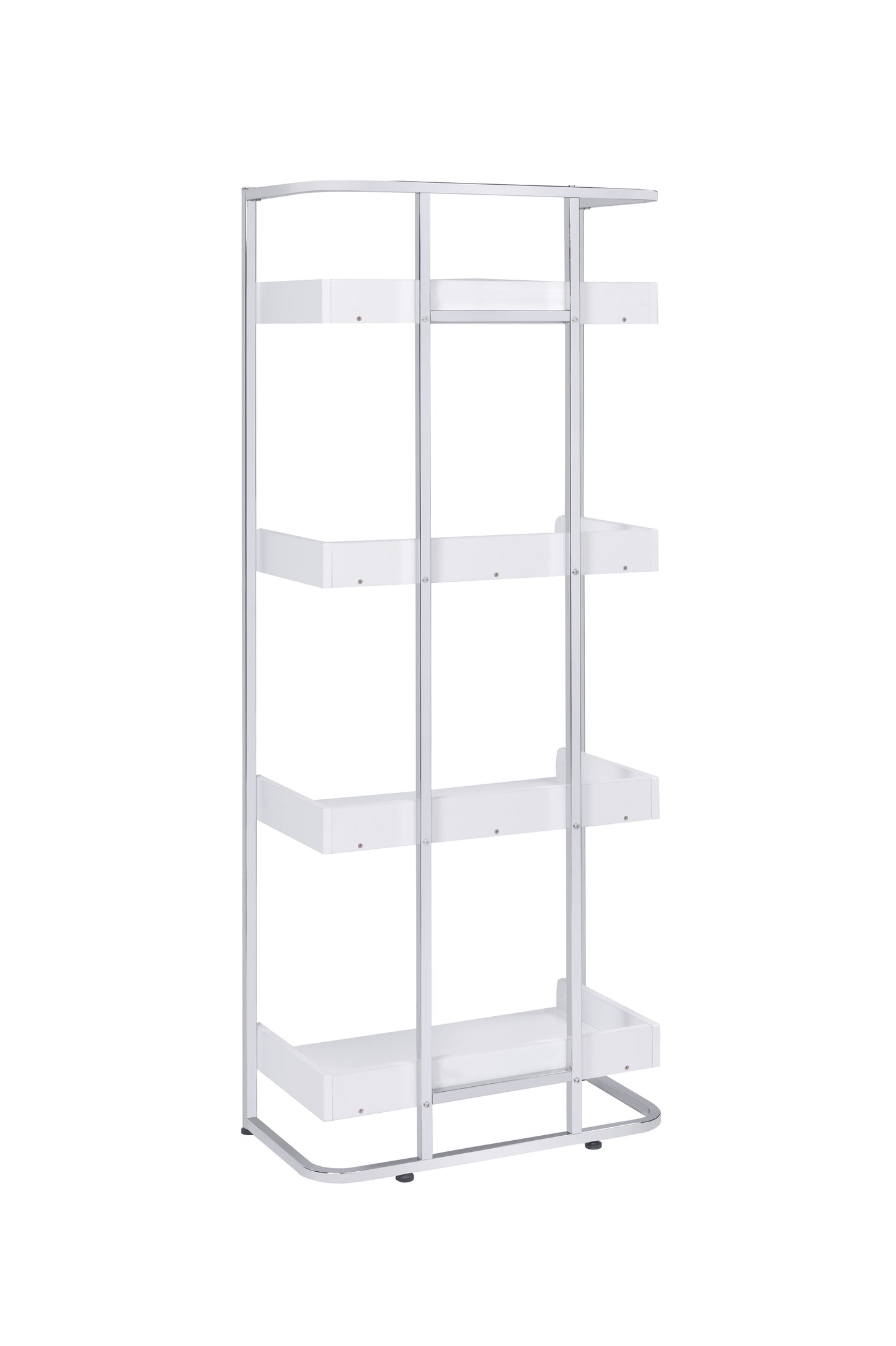 Ember 4-shelf Bookcase White High Gloss and Chrome