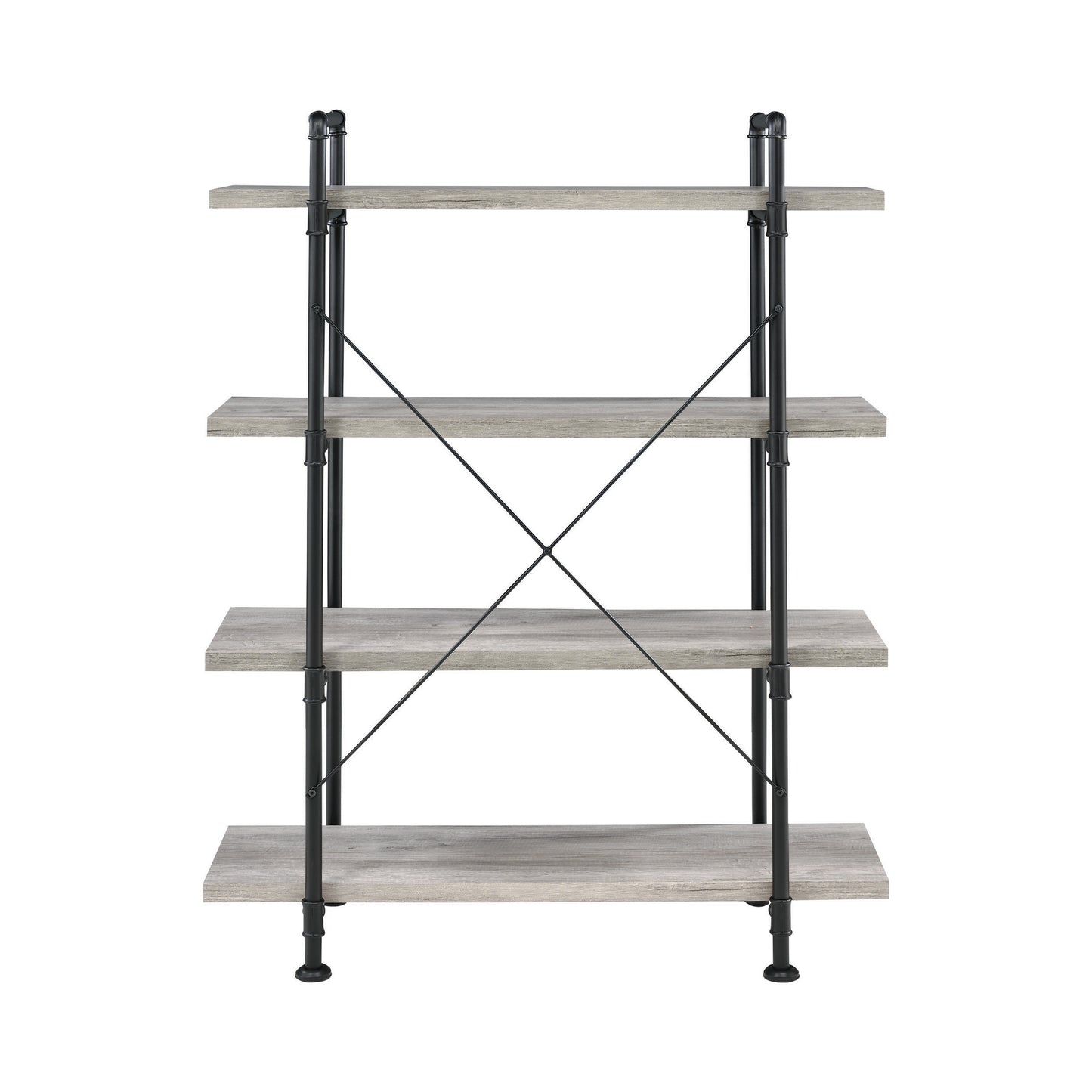 Delray 56-inch 4-shelf Bookshelf Grey Driftwood and Black