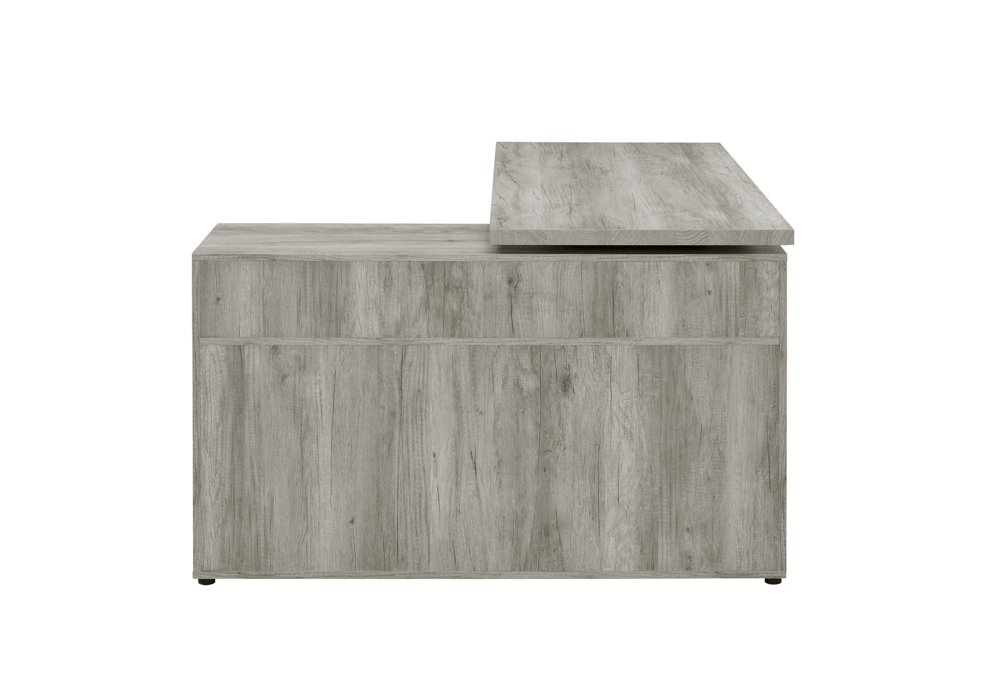 Hertford L-shape Office Desk with Storage Grey Driftwood