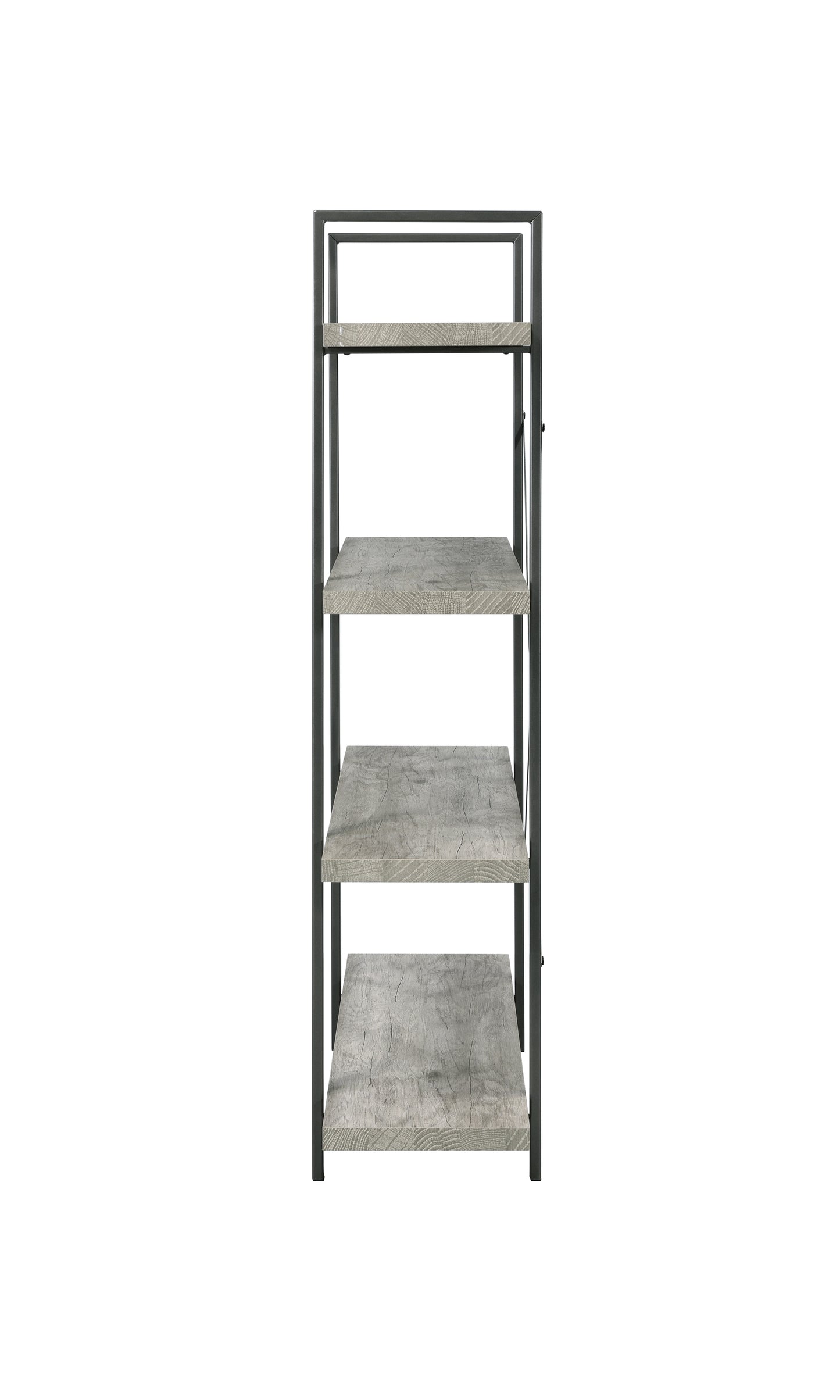 Cole 4-Shelf Bookcase Grey Driftwood and Gunmetal