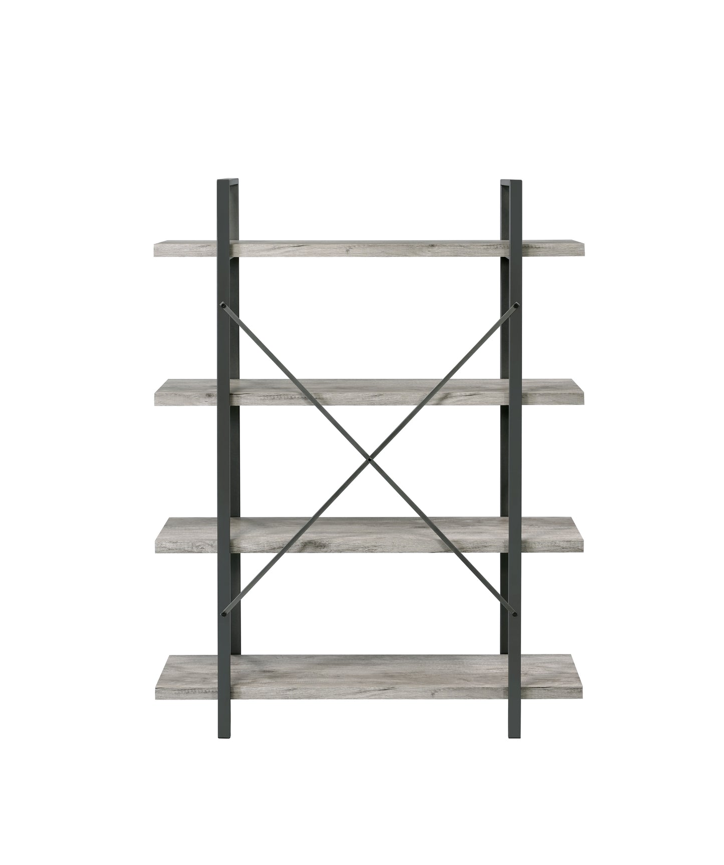 Cole 4-Shelf Bookcase Grey Driftwood and Gunmetal