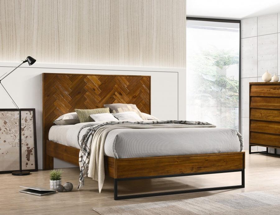 Meridian Furniture - Reed Wood Queen Bed In Antique Coffee - Reed-Q - ATL FURNITURE