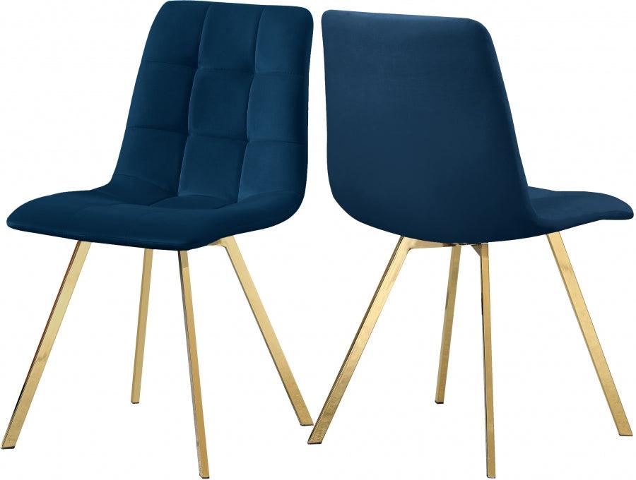 Annie Velvet Dining Chair Set Of 2 In Navy - 979Navy-C - ATL FURNITURE