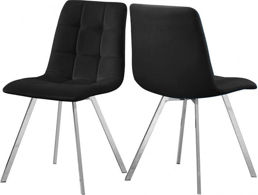 Annie Velvet Dining Chair Set Of 2 In Black - 980Black-C - ATL FURNITURE