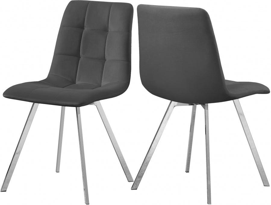 Annie Velvet Dining Chair Set Of 2 In Grey - 980Grey-C - ATL FURNITURE