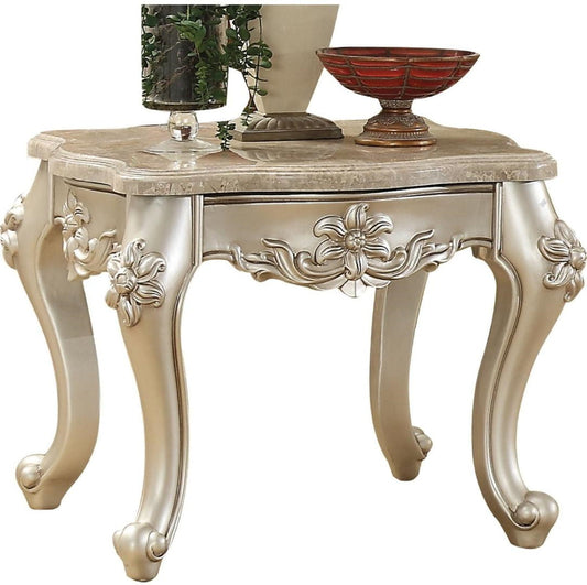 Acme Furniture Bently End Table in Marble/Champagne 81667 - ATL FURNITURE