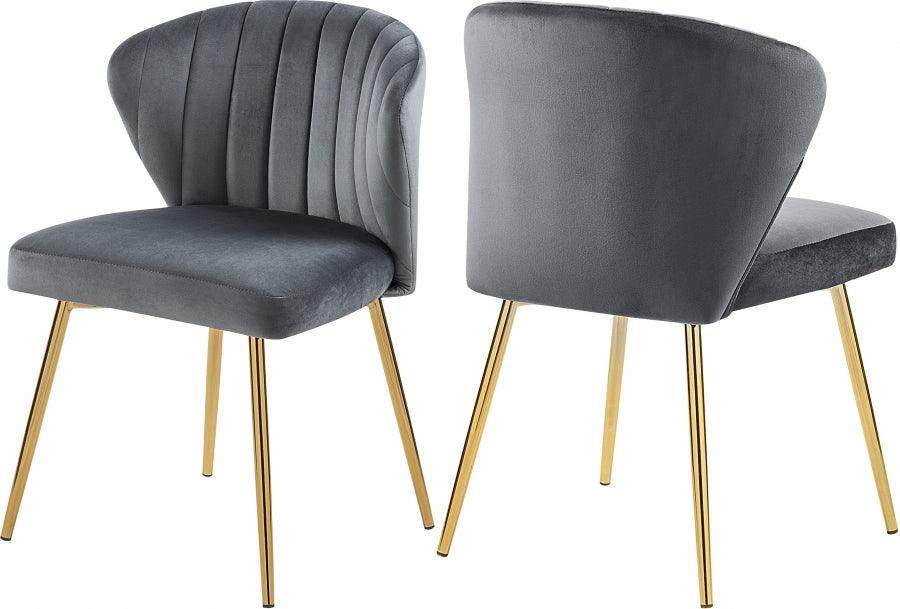 Meridian Furniture - Finley Velvet Chair In Grey (Set Of 2) - 707Grey - ATL FURNITURE