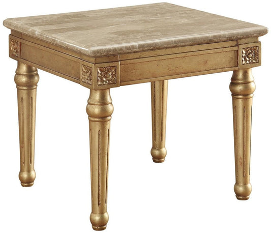 Acme Furniture Daesha End Table in Marble/Antique Gold 81717 - ATL FURNITURE