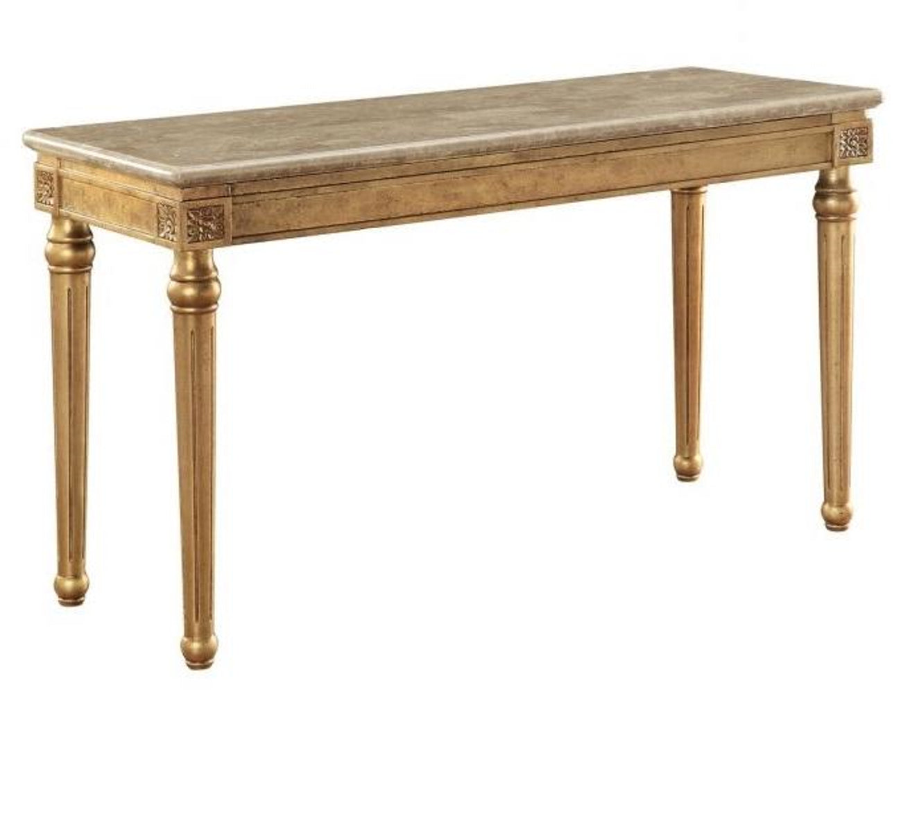 Acme Furniture Daesha Sofa Table in Marble/Antique Gold 81718 - ATL FURNITURE