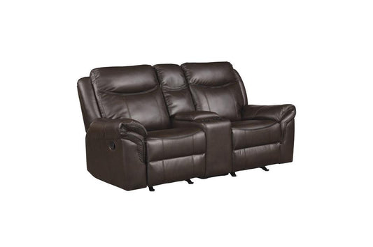 Homelegance - Aram Double Glider Reclining Loveseat With Center Console And Receptacles - 8206Brw-2 - ATL FURNITURE