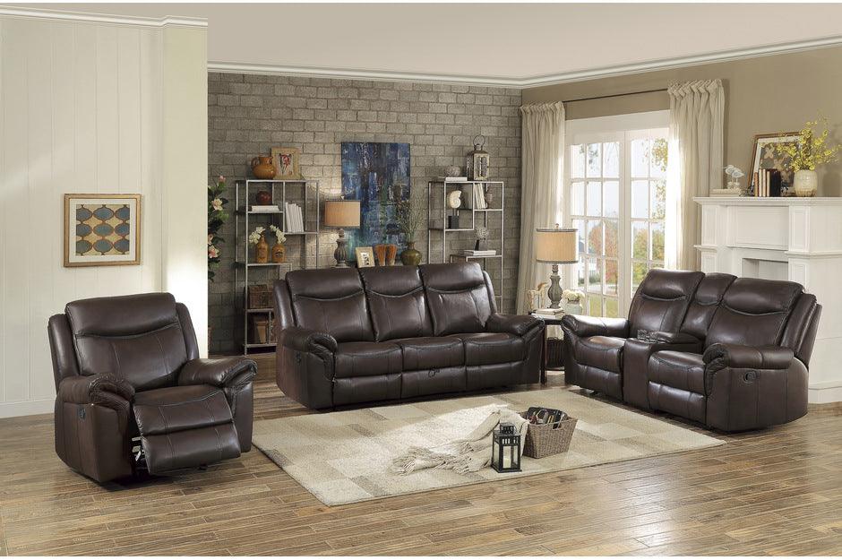 Homelegance - Aram Double Reclining Sofa With Center Drop-Down Cup Holders - 8206Brw-3 - ATL FURNITURE