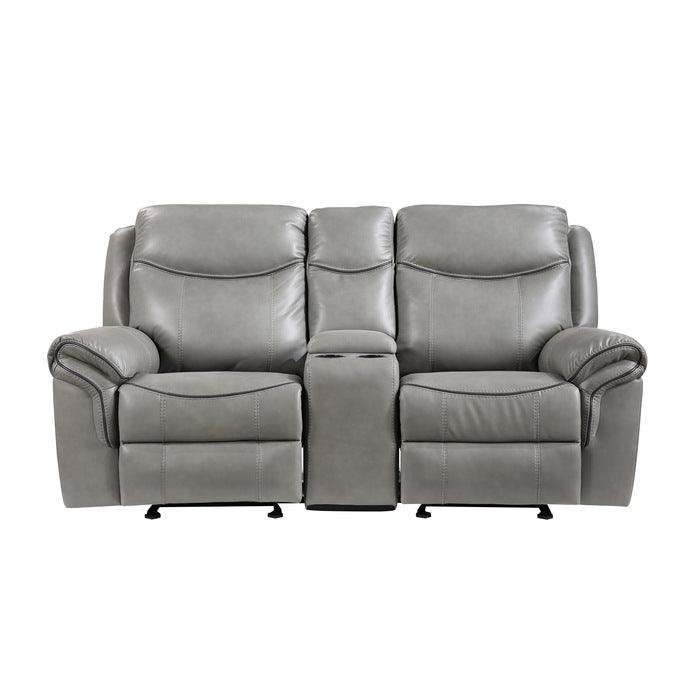 Homelegance - Aram Double Glider Reclining Love Seat With Center Console, Receptacles And Usb Ports - 8206Gry-2 - ATL FURNITURE