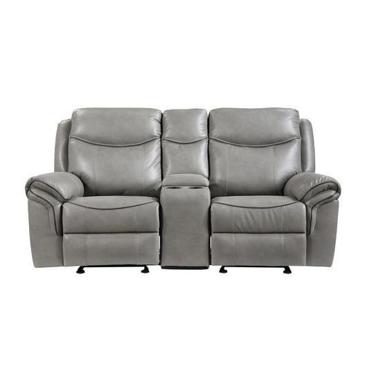 Homelegance - Aram Double Glider Reclining Love Seat With Center Console, Receptacles And Usb Ports - 8206Gry-2 - ATL FURNITURE