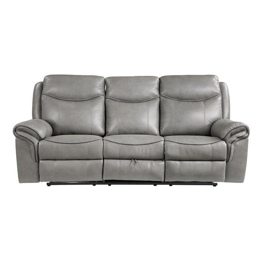 Homelegance - Aram Double Reclining Sofa With Center Drop-Down Cup Holders, Receptacles, Hidden Drawer And Usb Ports - 8206Gry-3 - ATL FURNITURE