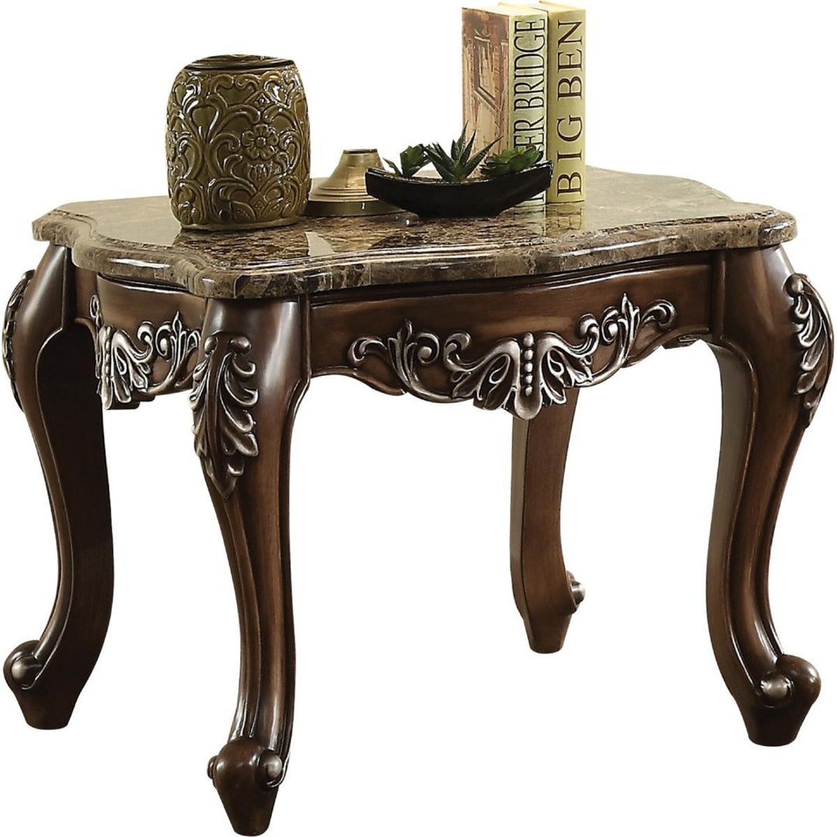 Acme Furniture Latisha End Table in Marble/Antique Oak 82147 - ATL FURNITURE