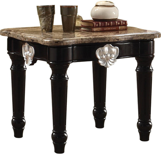 Acme Furniture Ernestine End Table in Marble/Black 82152 - ATL FURNITURE