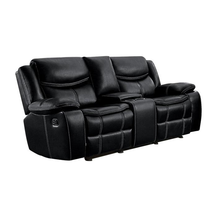 Homelegance - Bastrop Double Glider Reclining Loveseat With Center Console - 8230Blk-2 - ATL FURNITURE