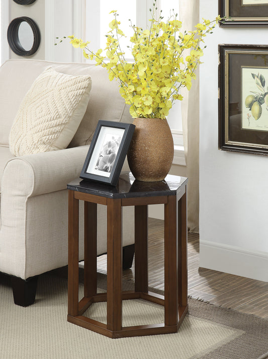 Reon Marble & Walnut End Table (2Pc Pk) - ATL FURNITURE