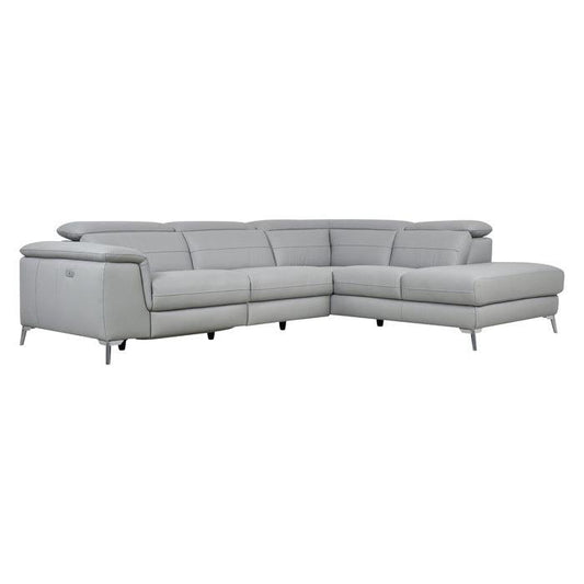 Homelegance - Cinque Light Gray Leather Power Reclining Sectional - 8256Gy - ATL FURNITURE