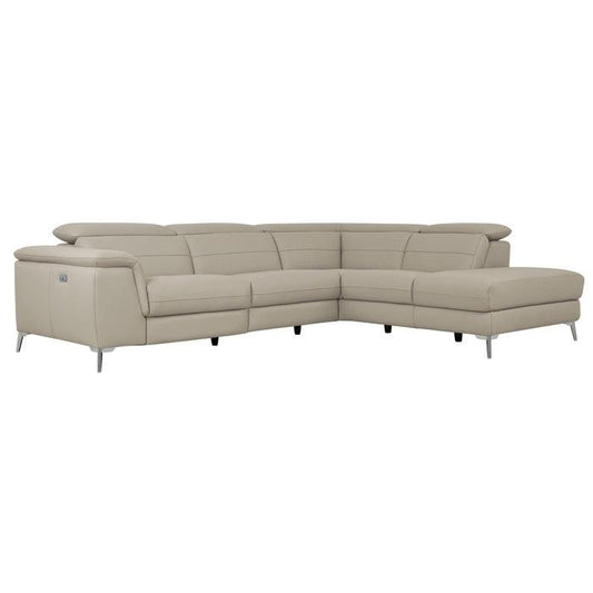 Homelegance - Cinque Taupe Leather Power Reclining Sectional - 8256 - ATL FURNITURE