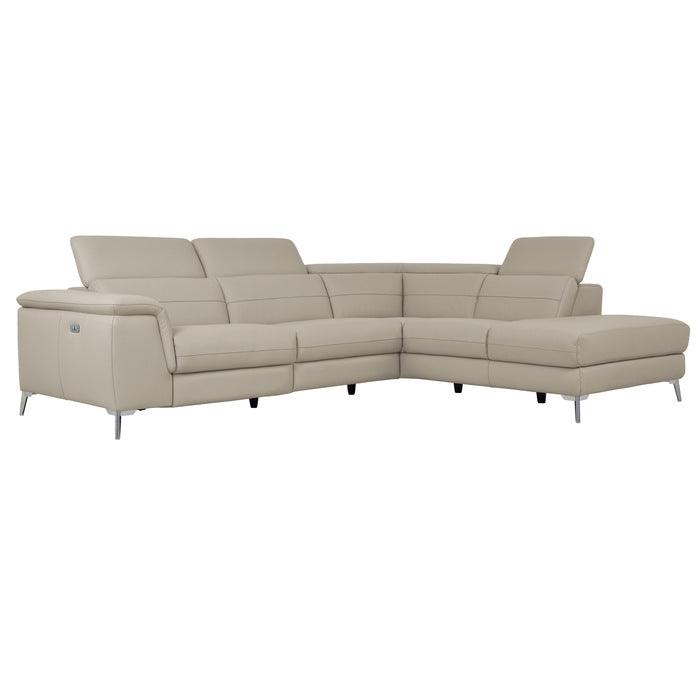 Homelegance - Cinque Taupe Leather Power Reclining Sectional - 8256 - ATL FURNITURE