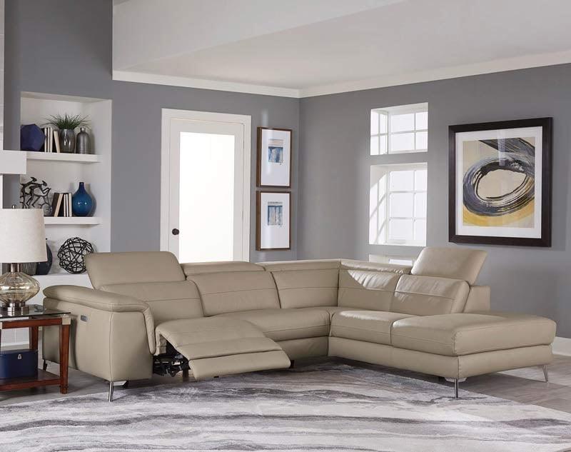 Homelegance - Cinque Taupe Leather Power Reclining Sectional - 8256 - ATL FURNITURE