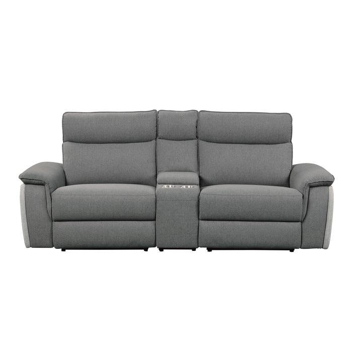 Homelegance - Maroni Power Double Reclining Love Seat With Center Console And Power Headrests In Gray - 8259Dg-2Cnpwh* - ATL FURNITURE