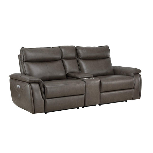 Homelegance - Moroni Power Double Reclining Loveseat With Center Console And Power Headrest In Dark Brown - 8259Rfdb-2Cnpwh* - ATL FURNITURE