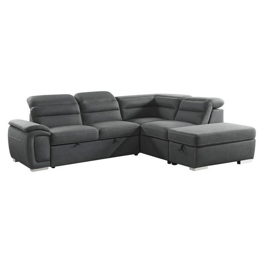 Homelegance - Platina 3-Piece Sectional With Pull-Out Bed And Storage Ottoman In Gray - 8277Ngy* - ATL FURNITURE