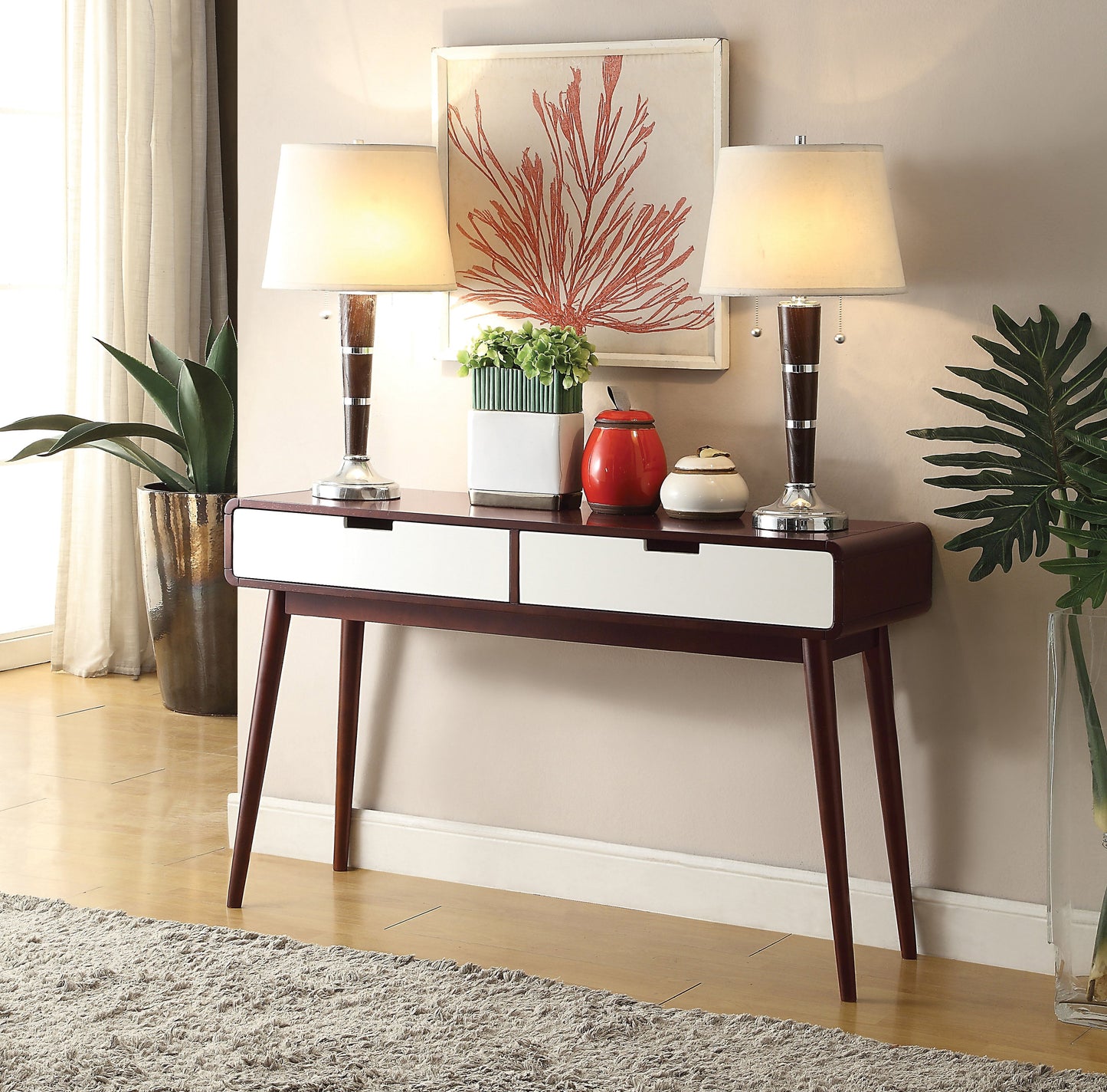 Christa Espresso & White Sofa Table - ATL FURNITURE