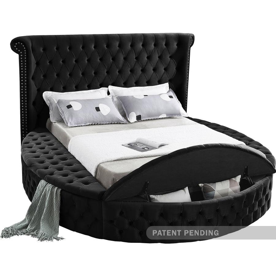 Luxus Velvet Queen Bed In Black - ATL FURNITURE