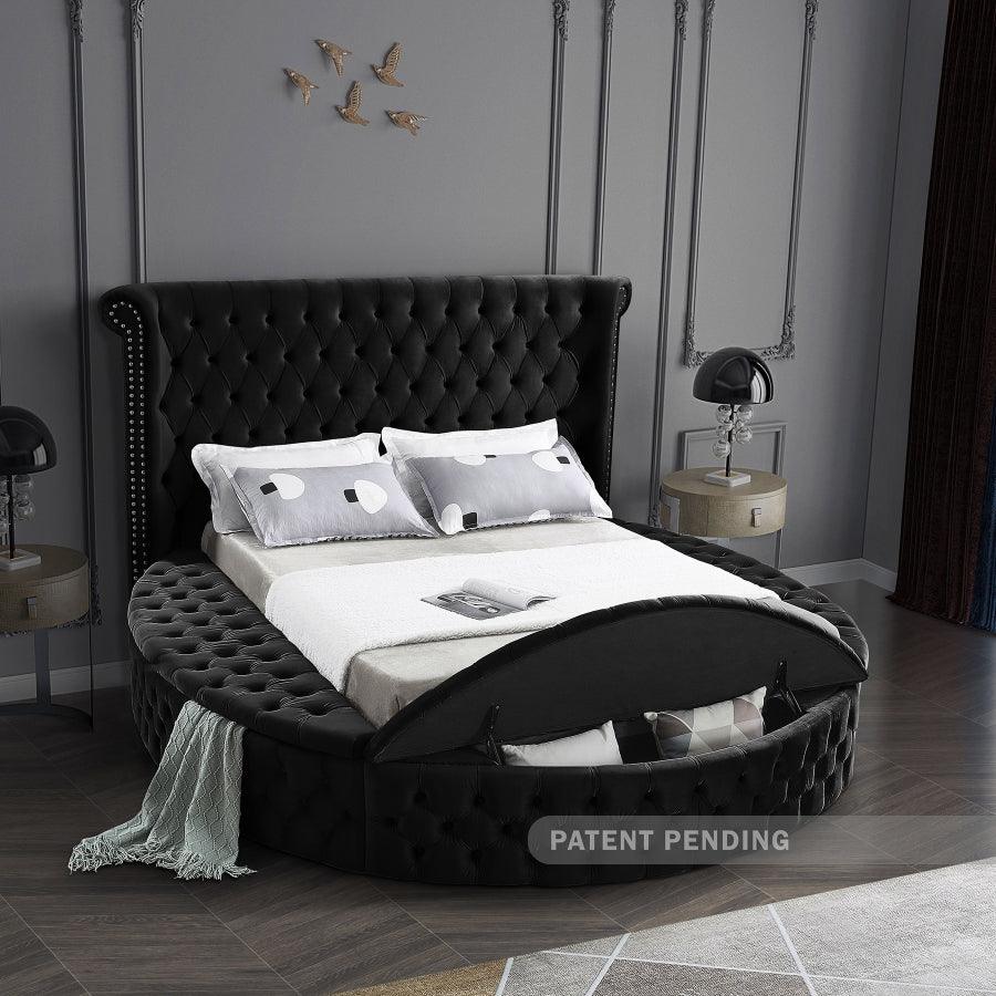 Luxus Velvet Queen Bed In Black - ATL FURNITURE