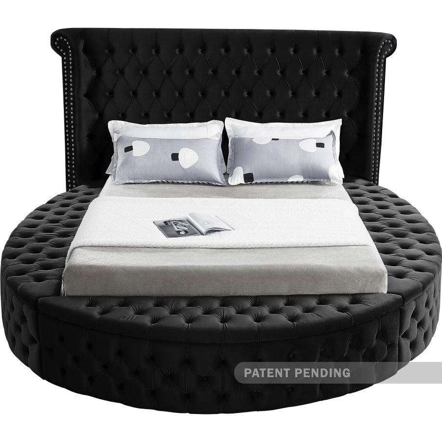 Luxus Velvet Queen Bed In Black - ATL FURNITURE