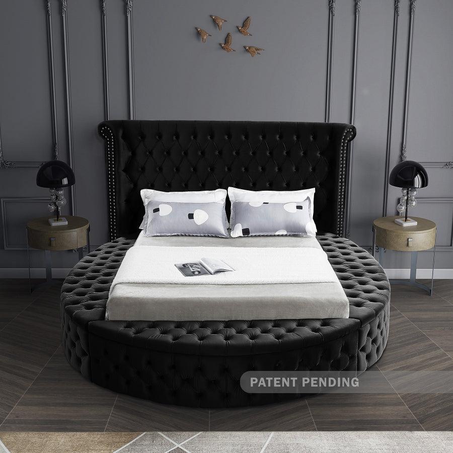 Luxus Velvet Queen Bed In Black - ATL FURNITURE
