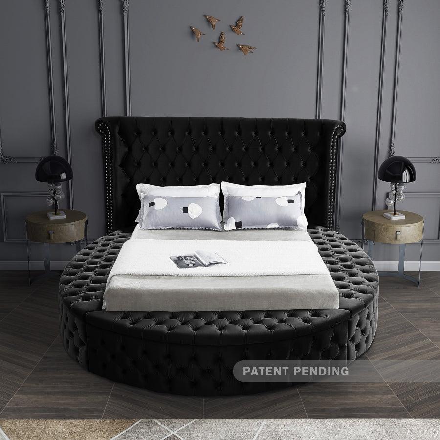 Luxus Velvet King Bed In Black - ATL FURNITURE