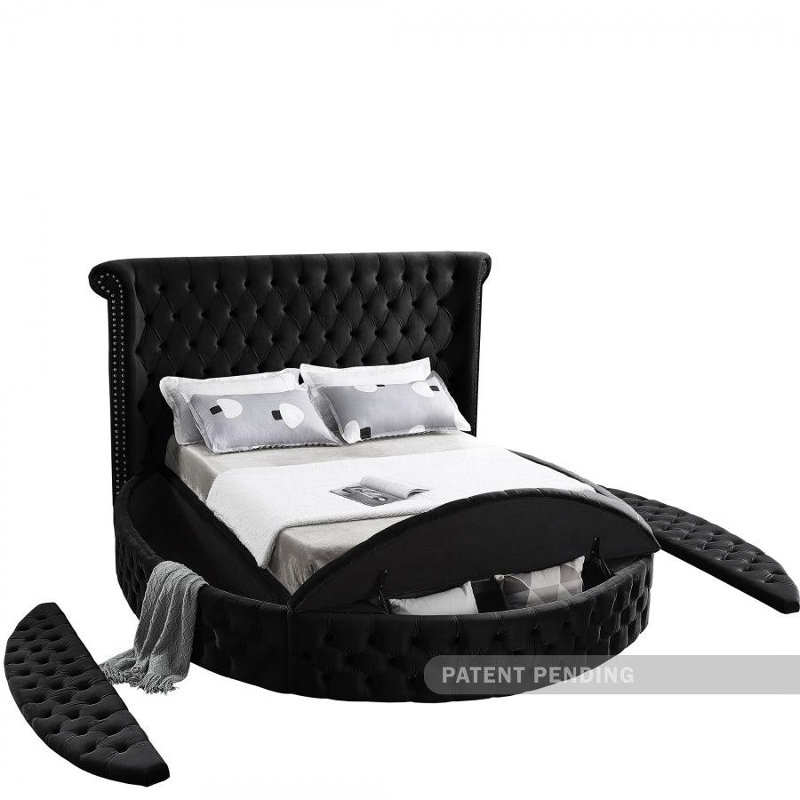 Luxus Velvet King Bed In Black - ATL FURNITURE