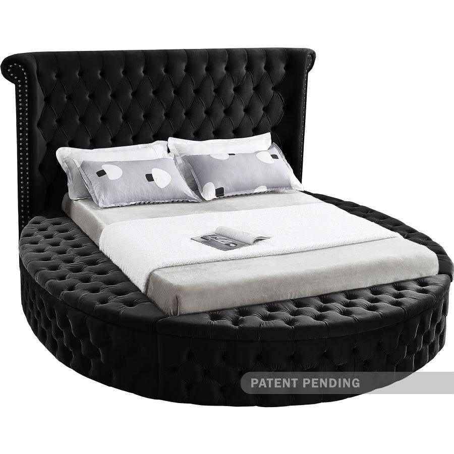 Luxus Velvet Queen Bed In Black - ATL FURNITURE