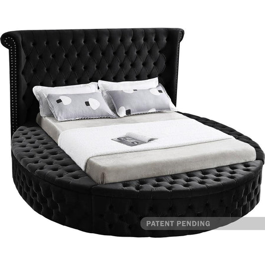 Luxus Velvet King Bed In Black - ATL FURNITURE